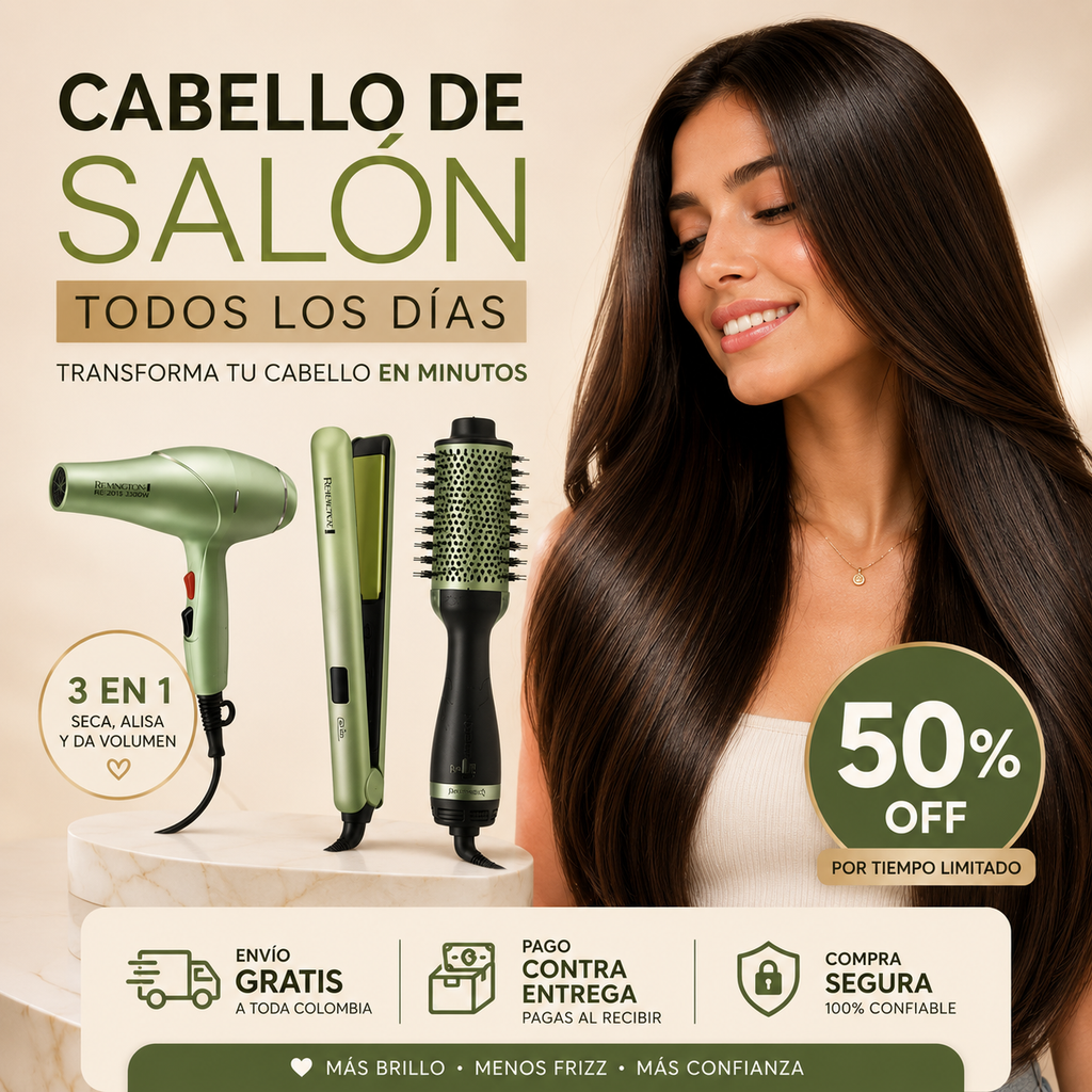 COMBO AGUACATE™ 3 EN 1: Cepillo + Plancha + Secador de Pelo