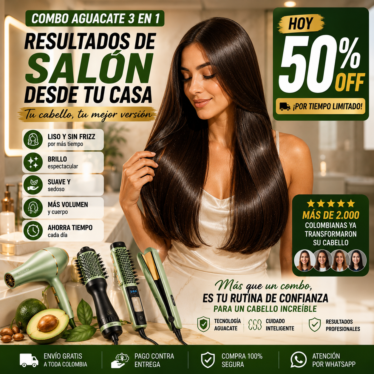 Kit Aguacate 3 en 1 — Cabello brillante y sin frizz en minutos💚