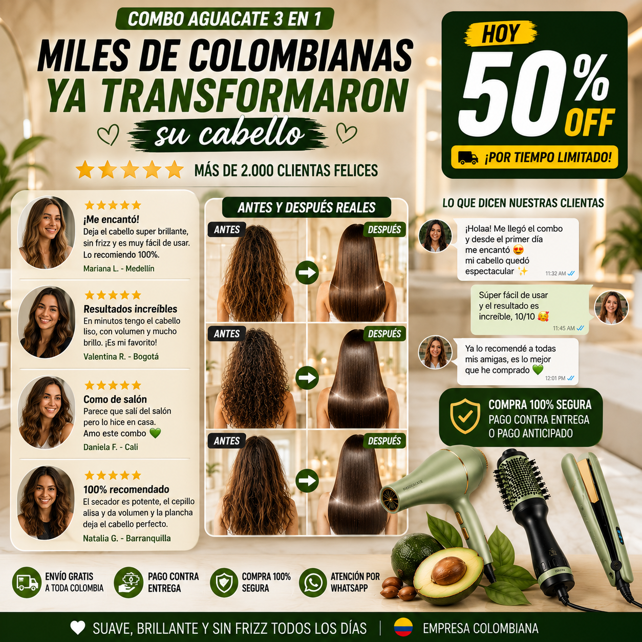 Kit Aguacate 3 en 1 — Cabello brillante y sin frizz en minutos💚
