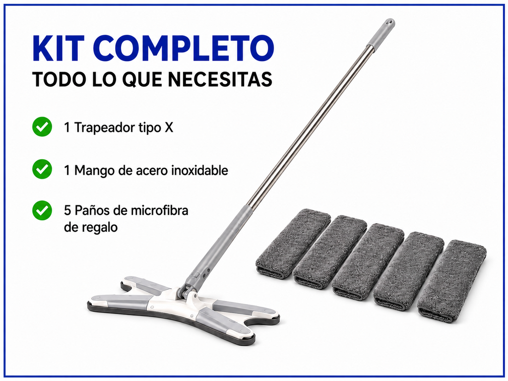 Trapeador X 360° Autoescurrible – Limpia Sin Tocar el Trapo Sucio