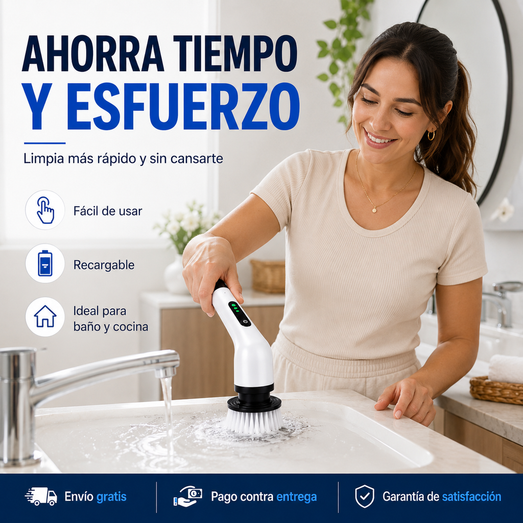 Cepillo Eléctrico 9 en 1 | Limpieza Profunda con Menos Esfuerzo