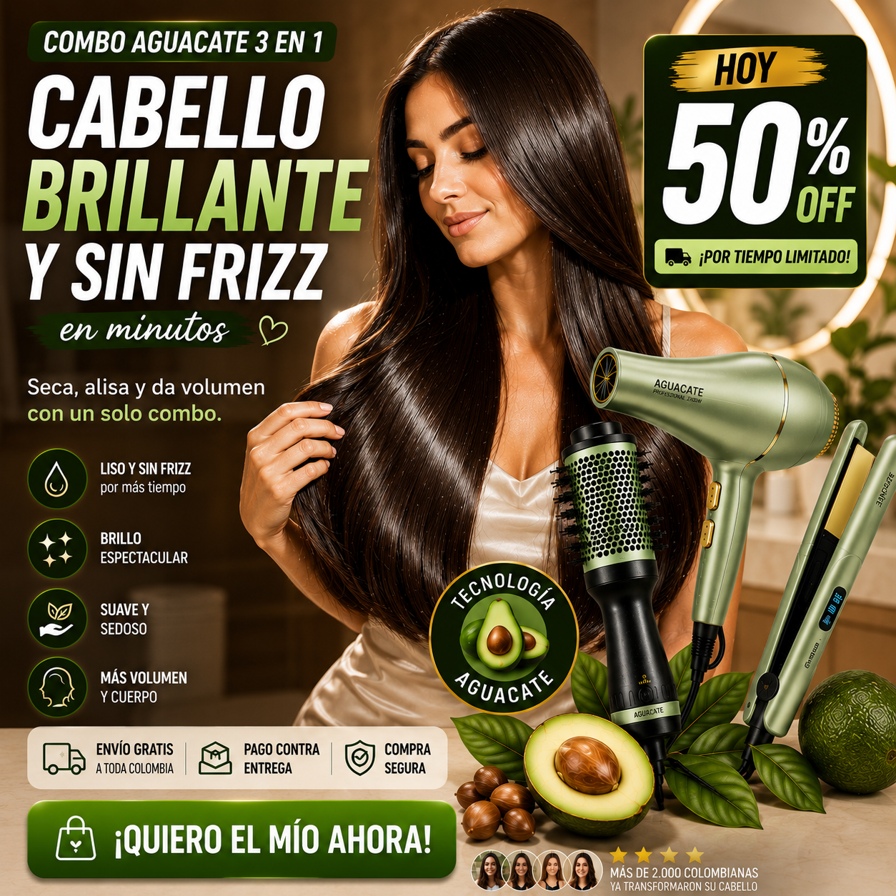 Kit Aguacate 3 en 1 — Cabello brillante y sin frizz en minutos💚